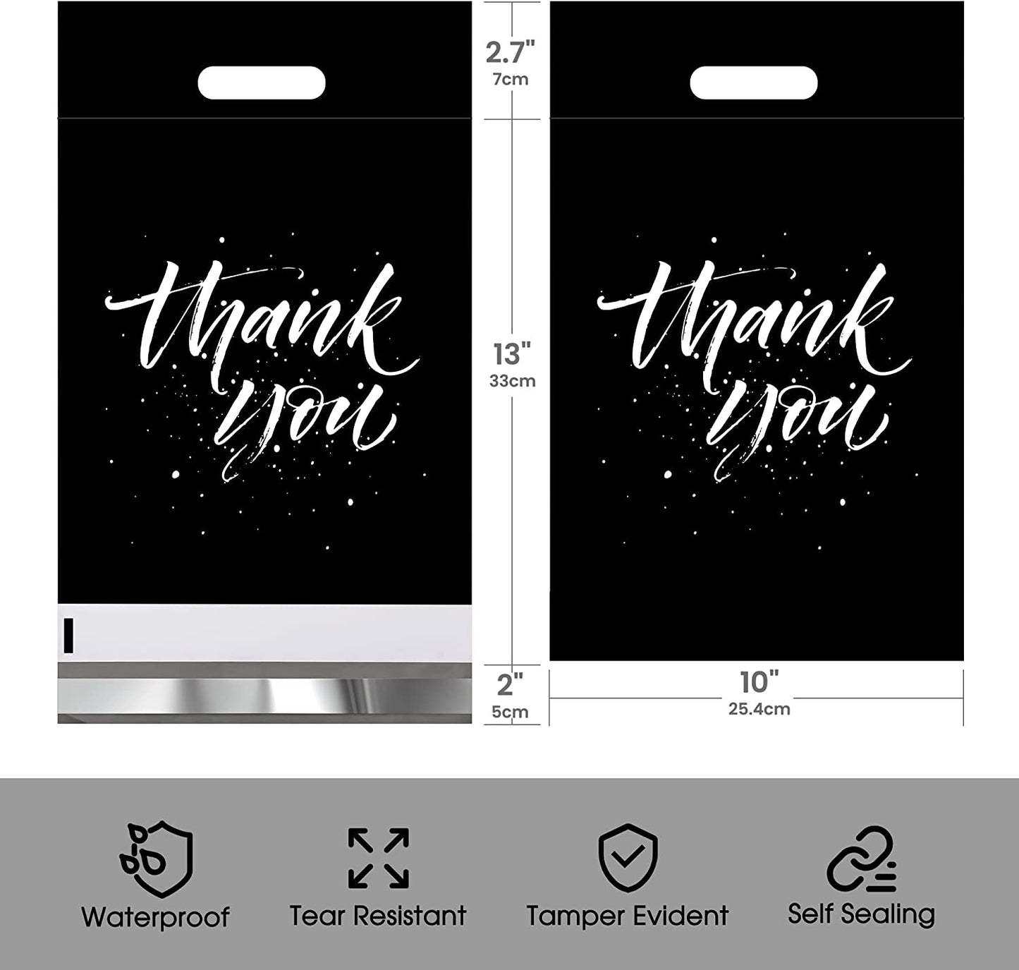 10x13 Poly-Mailer Shipping Bags with Handle | Black