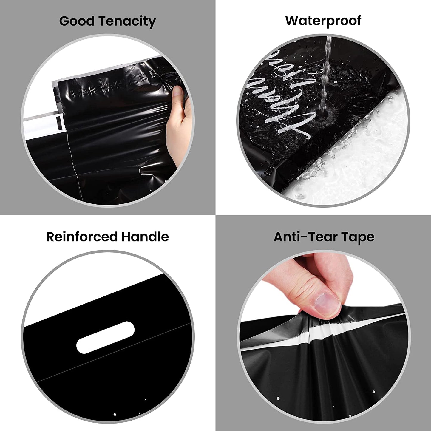 10x13 Poly-Mailer Shipping Bags with Handle | Black