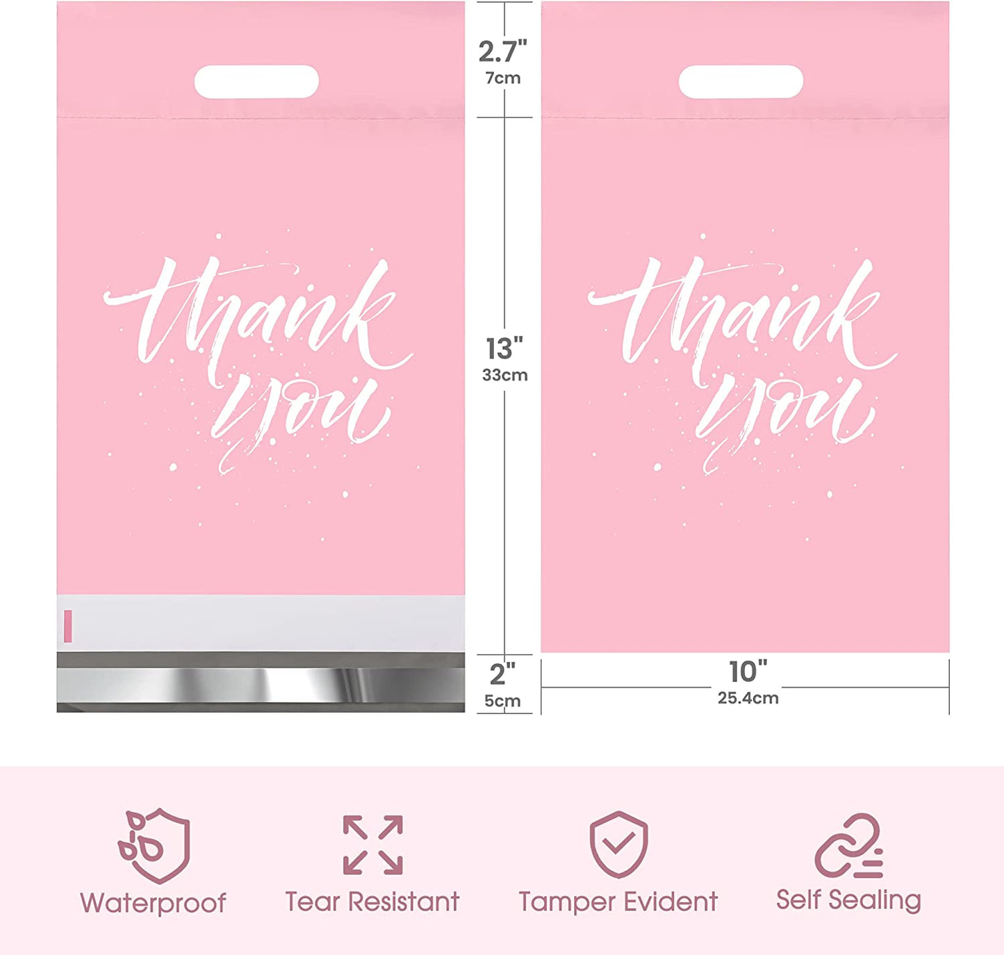 10x13 Poly-Mailer Shipping Bags with Handle | Sakura Pink