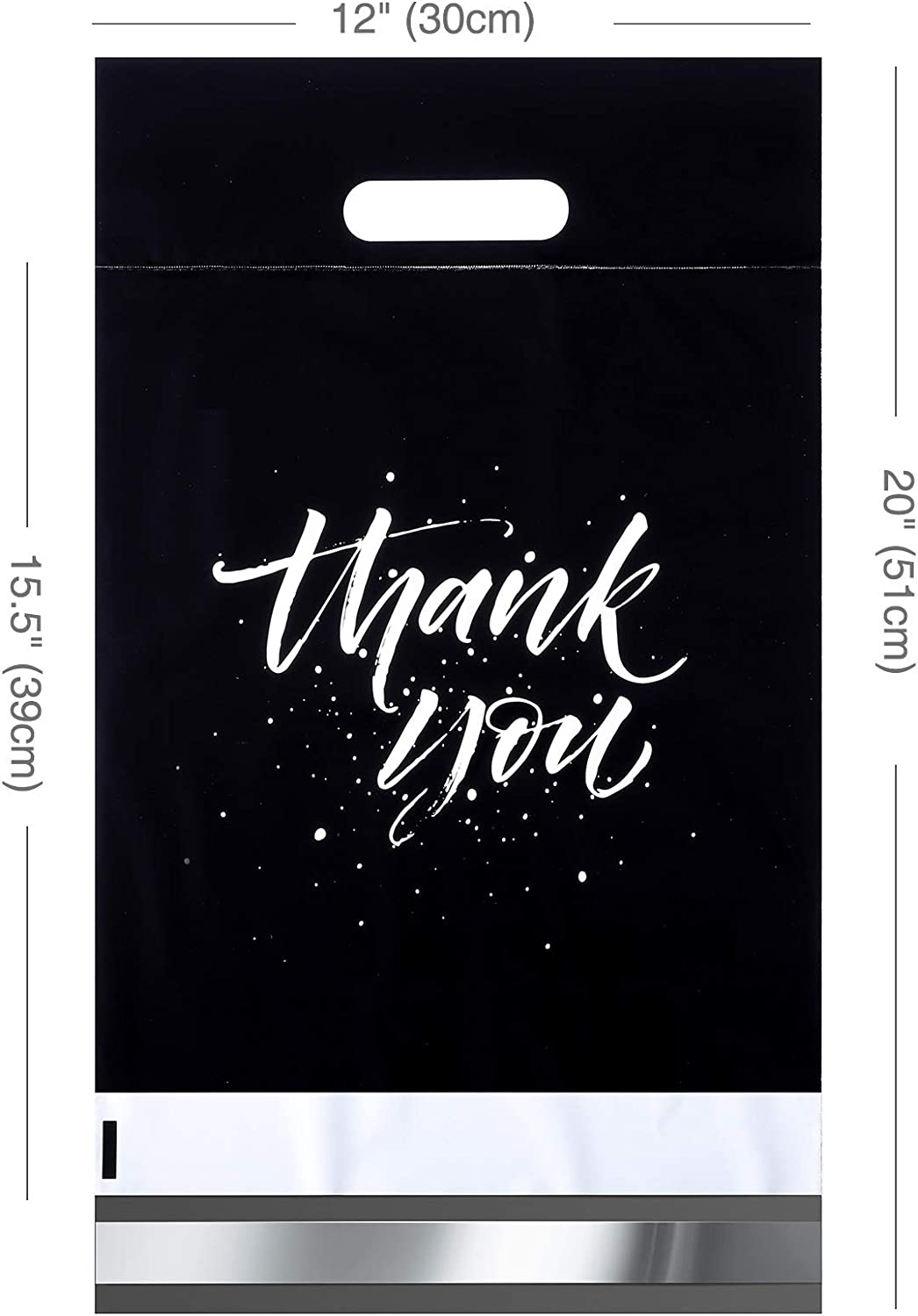 12x15.5 Poly-Mailer Self-Sealing Envelope Shipping Bags with Handle | Black