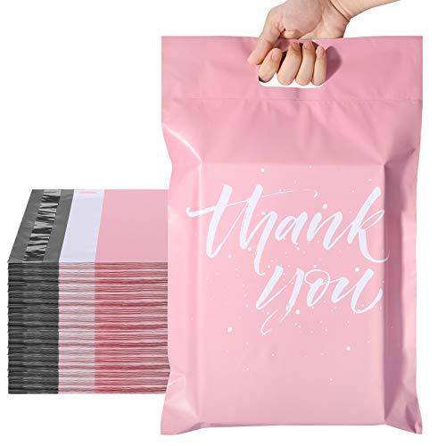 12x15.5 Poly-Mailer Self-Sealing Envelope Shipping Bags with Handle | Sakura Pink