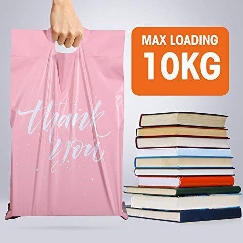 12x15.5 Poly-Mailer Self-Sealing Envelope Shipping Bags with Handle | Sakura Pink