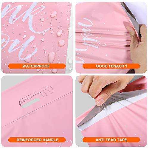 12x15.5 Poly-Mailer Self-Sealing Envelope Shipping Bags with Handle | Sakura Pink