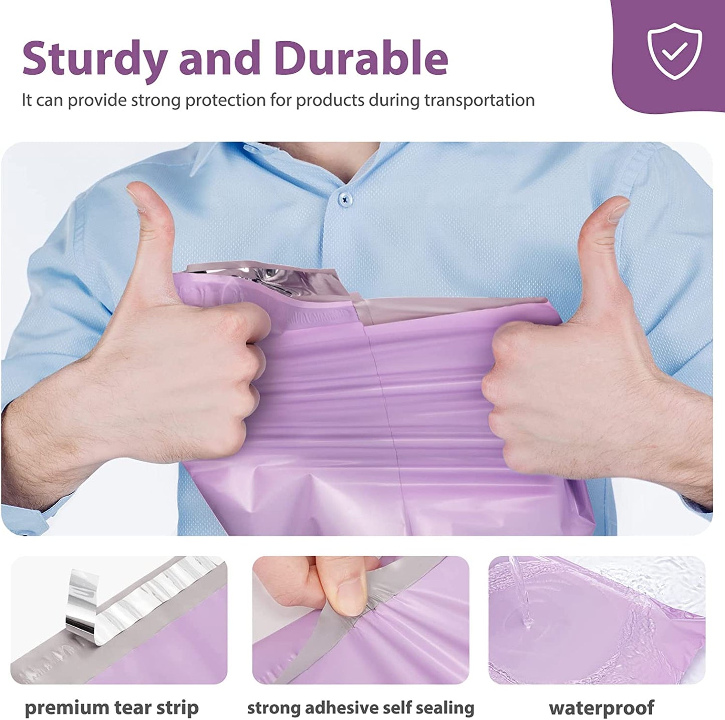 12x15.5 Poly-Mailer Envelope Shipping Bags | Light Purple