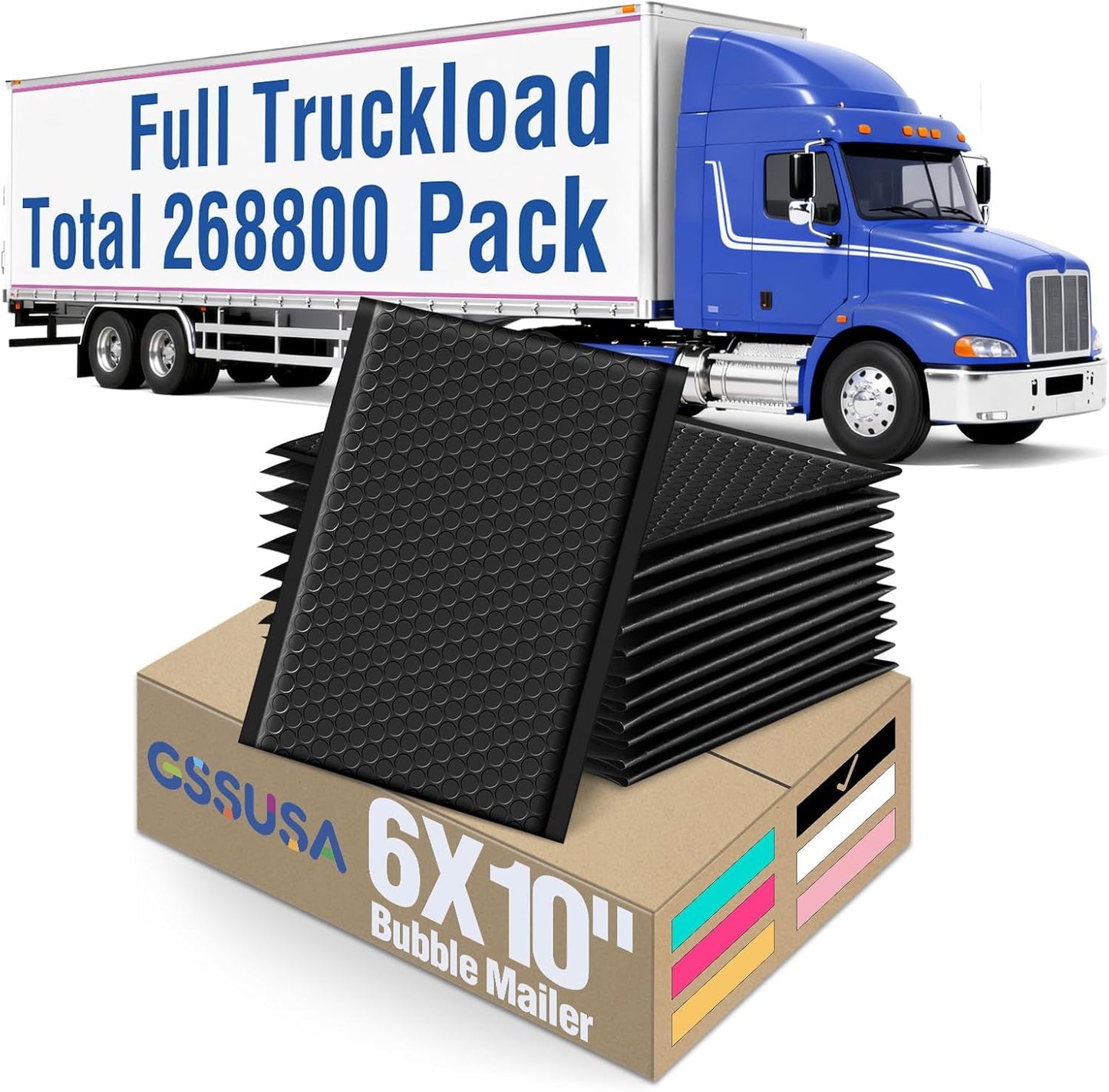 GSSUSA Black Bubble Mailers 6x10 Small Padded Envelopes 268800 Pack,Strong Adhesion Bubble Mailer Self-Seal Bubble Envelopes for Small Business