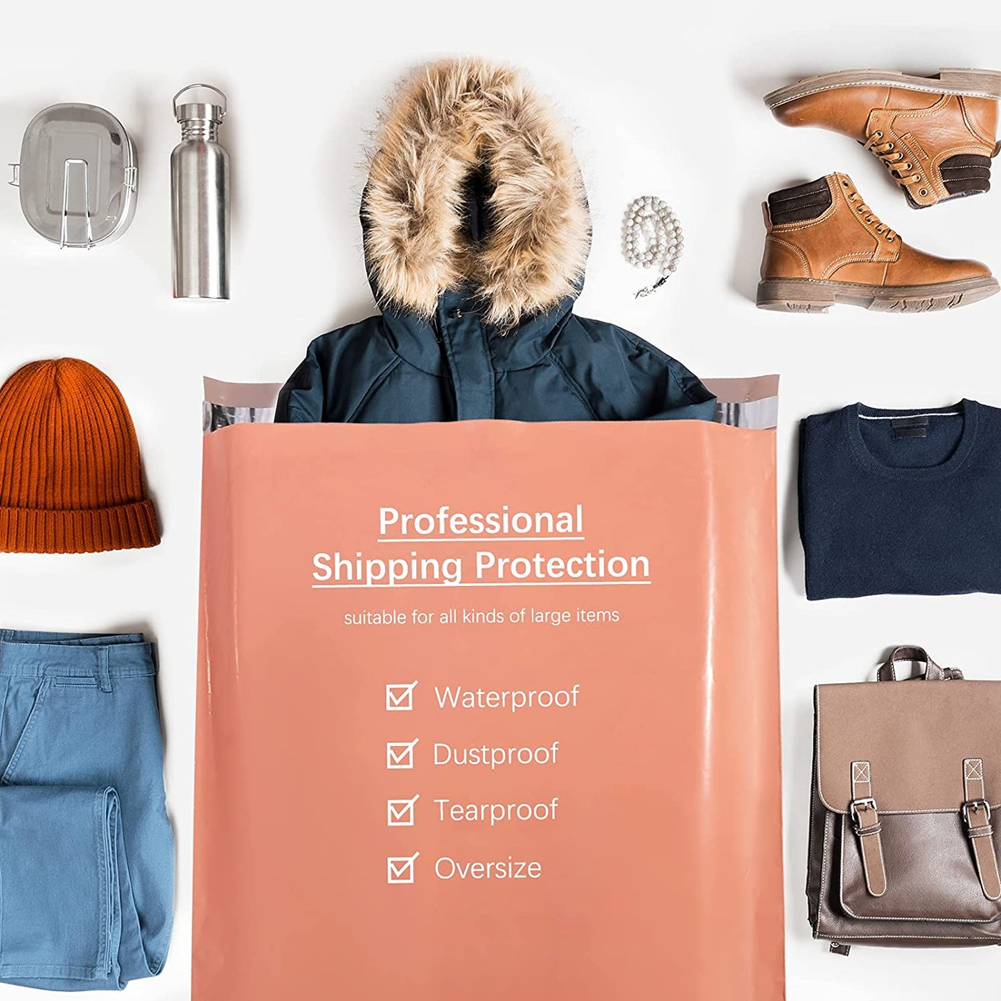 24x24 Poly-Mailer Envelope Shipping Bags | Peach Pink