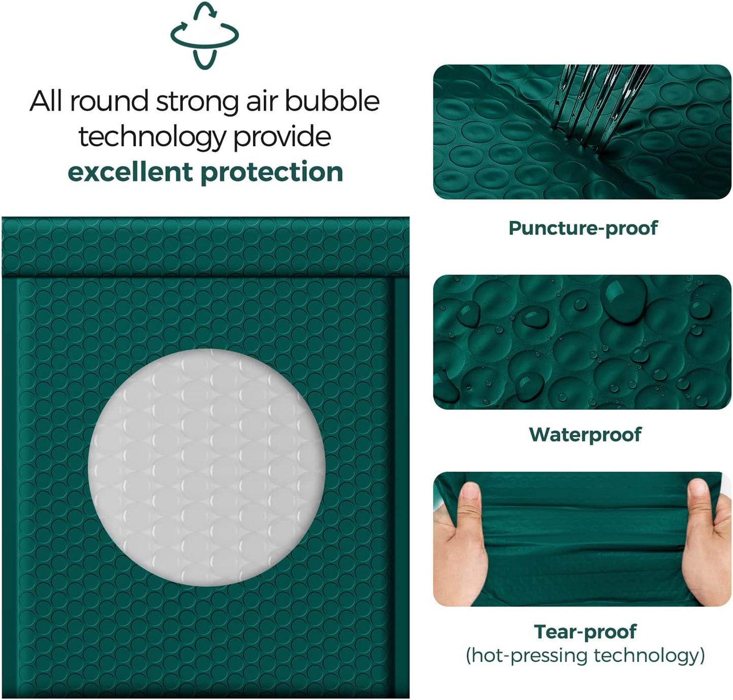 8.5x12 Bubble-Mailer Padded Envelope | Forest Green