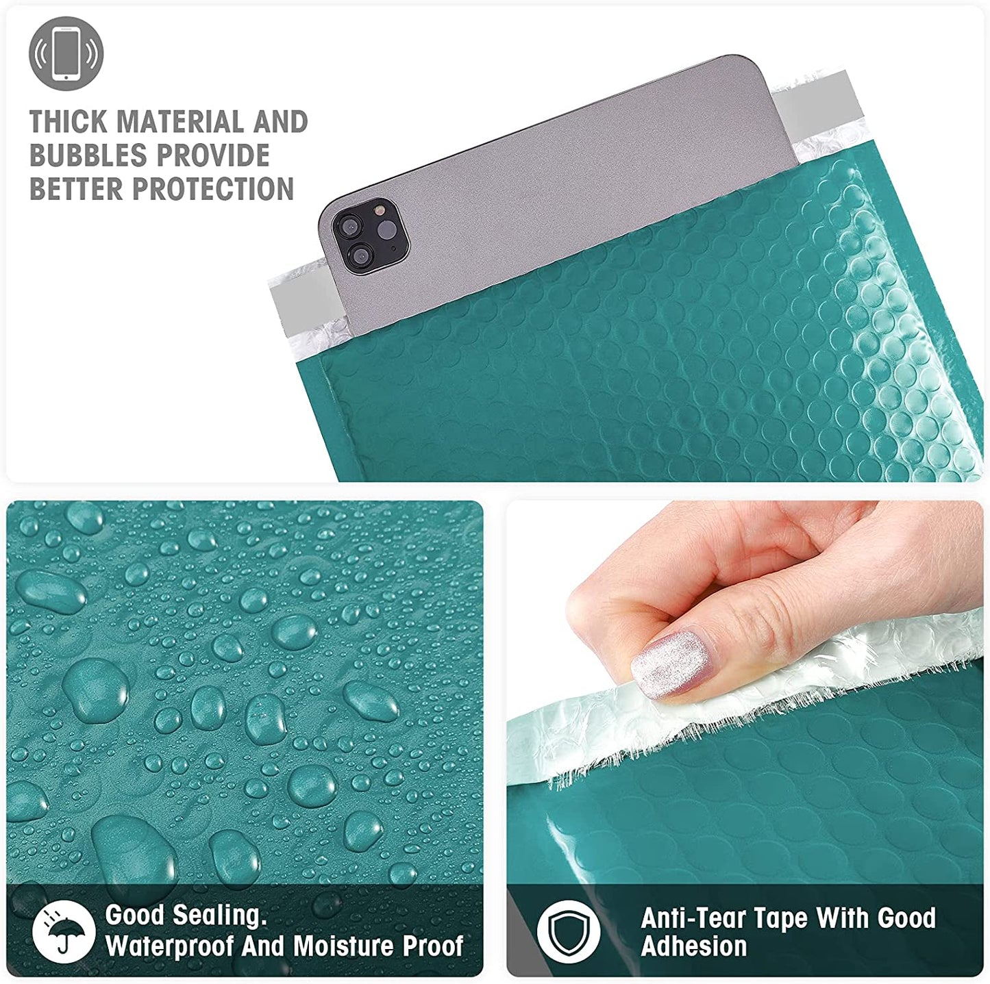 8.5x12 Bubble-Mailer Padded Envelope | Turquoise Green