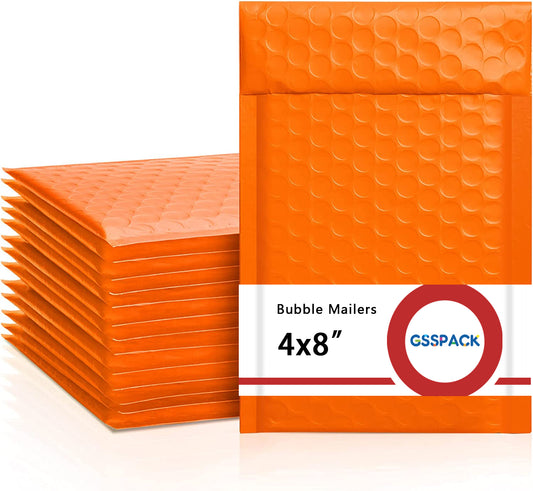GSSPACK 4x8 Bubble-Mailer Padded Envelope | Orange