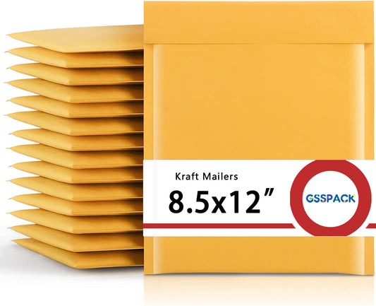 GSSPACK 8.5x12 Kraft Bubble-Mailer Padded Envelope | Yellow