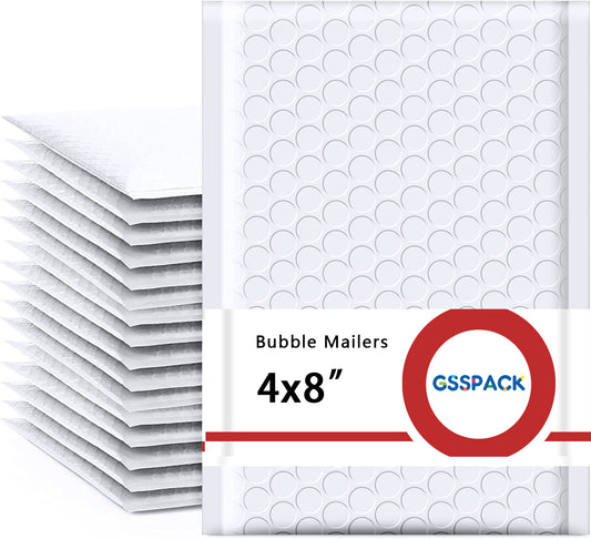 GSSPACK 4x8 Inch Bubble-Mailer Padded Envelope | White