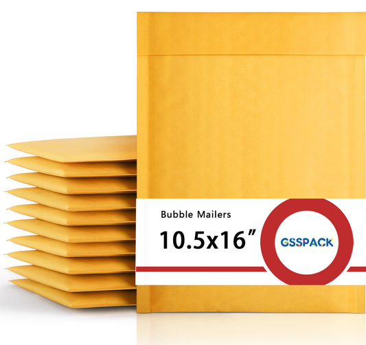 GSSPACK 10.5x16 Kraft Bubble-Mailer Padded Envelope Yellow