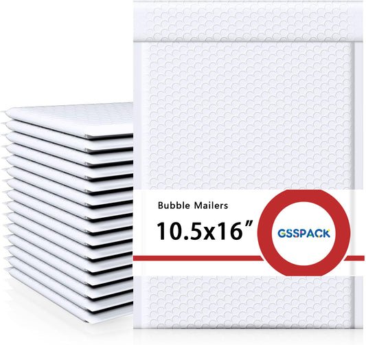 GSSPACK 10.5x16 Bubble-Mailer Padded Envelope | White
