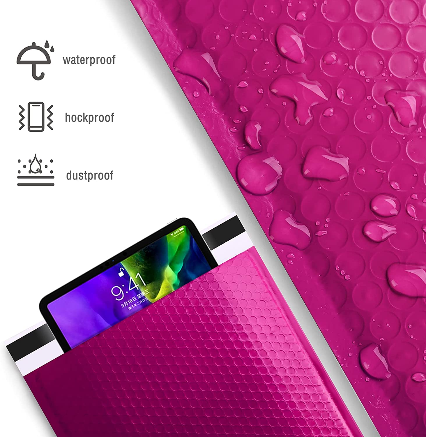 10.5x16 Bubble-Mailer Padded Envelope | Hot Pink