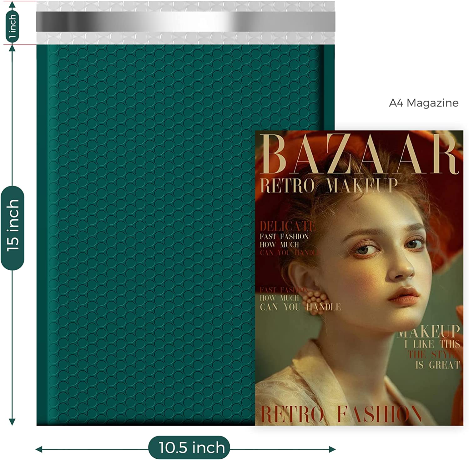 10.5x16 Bubble-Mailer Padded Envelope | Forest Green