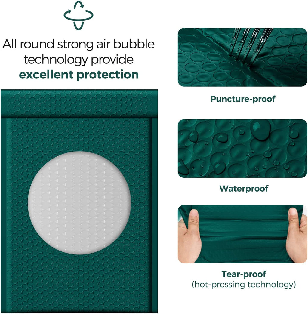 10.5x16 Bubble-Mailer Padded Envelope | Forest Green