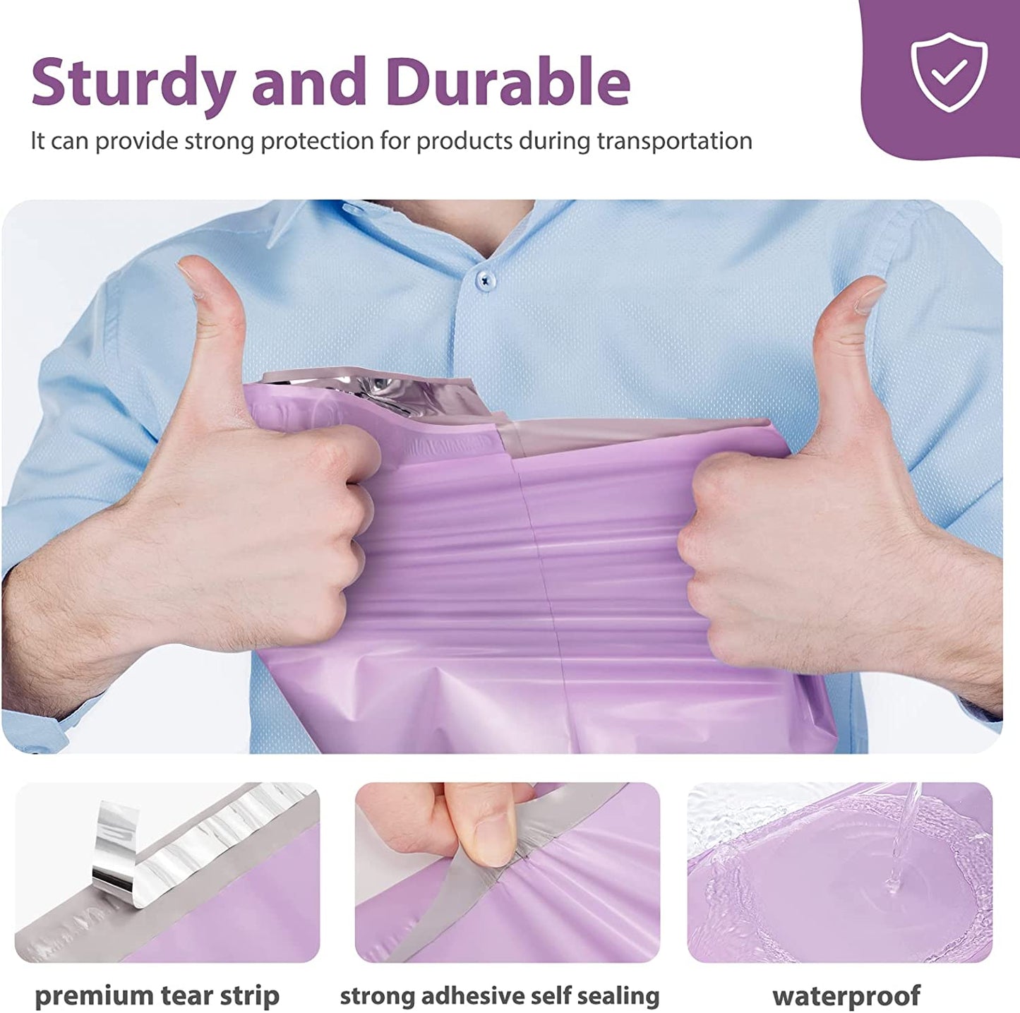 10x13 Poly-Mailer Envelope Shipping Bags | Light Purple