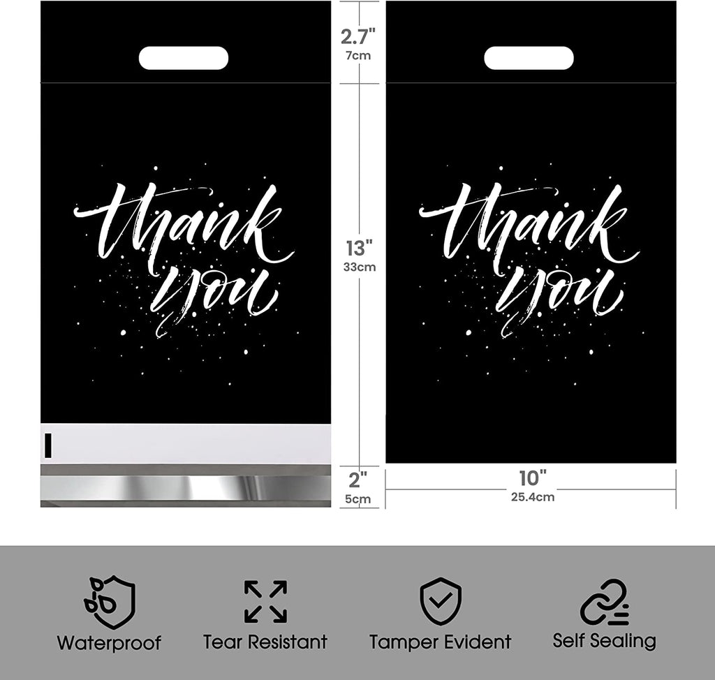 10x13 Poly-Mailer Shipping Bags with Handle | Black