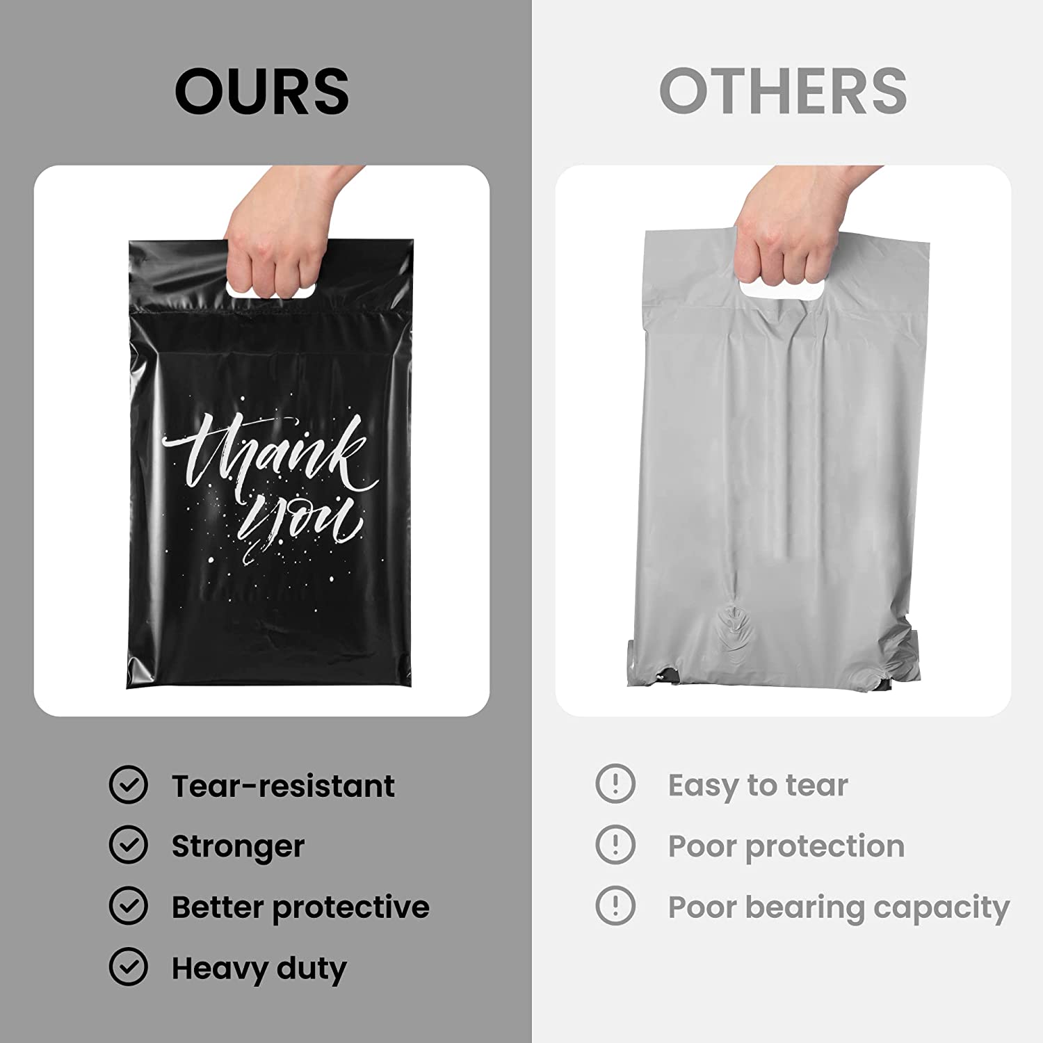 10x13 Poly-Mailer Shipping Bags with Handle | Black