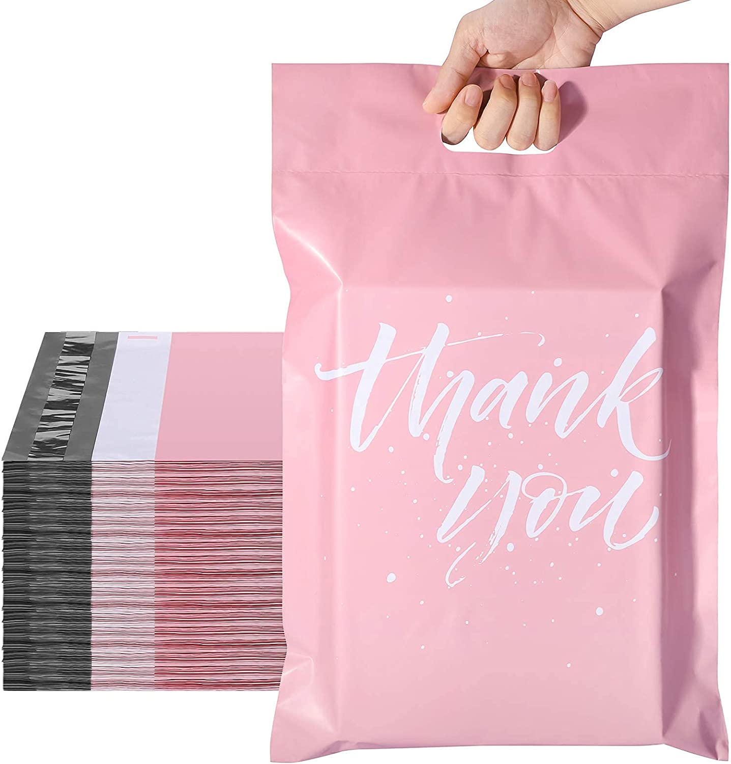 10x13 Poly-Mailer Shipping Bags with Handle | Sakura Pink