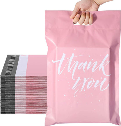 10x13 Poly-Mailer Shipping Bags with Handle | Sakura Pink