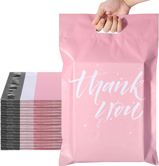 10x13 Poly-Mailer Shipping Bags with Handle | Sakura Pink