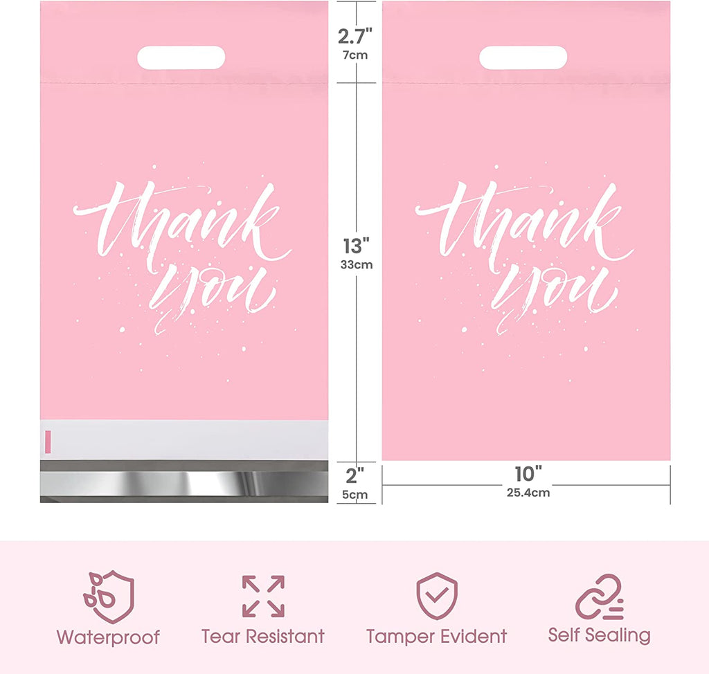 10x13 Poly-Mailer Shipping Bags with Handle | Sakura Pink