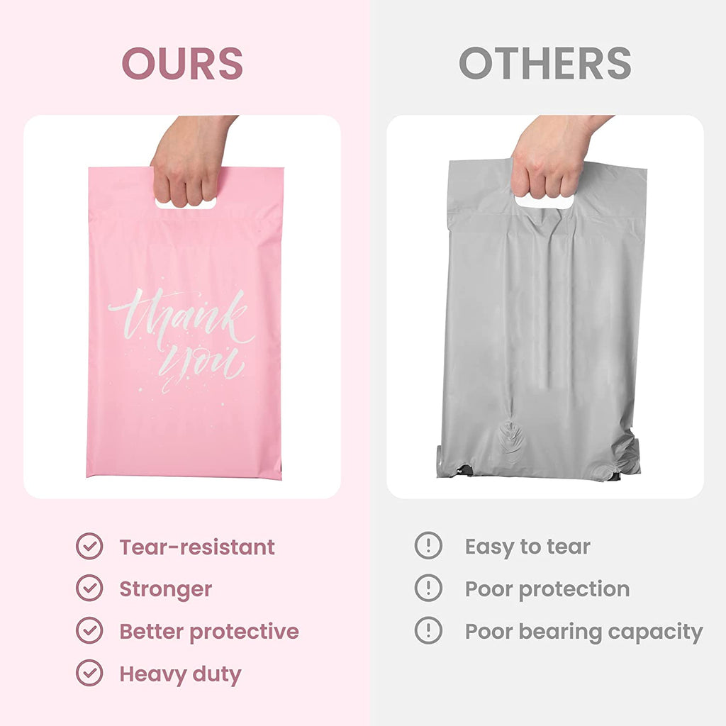 10x13 Poly-Mailer Shipping Bags with Handle | Sakura Pink