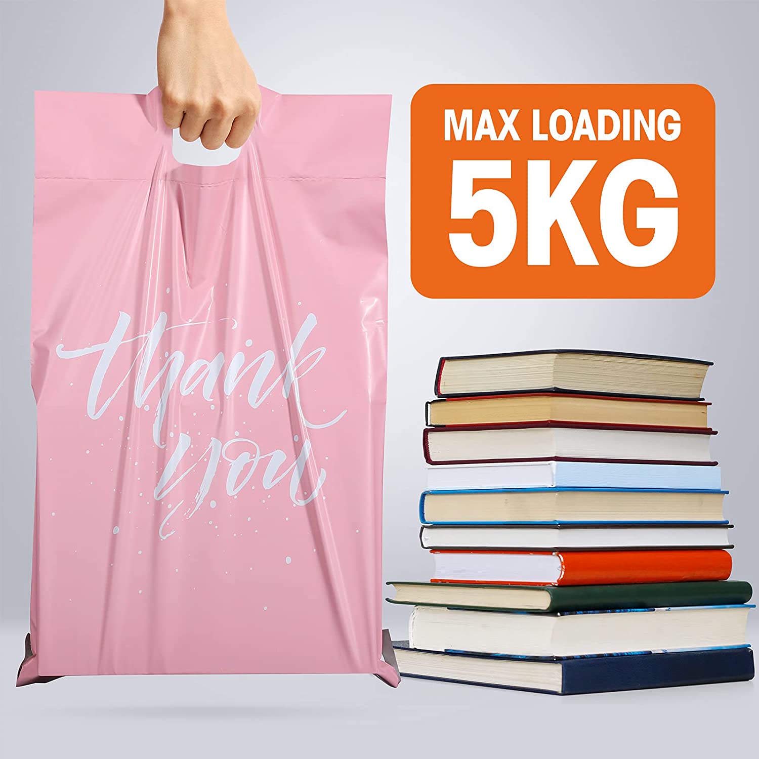 10x13 Poly-Mailer Shipping Bags with Handle | Sakura Pink