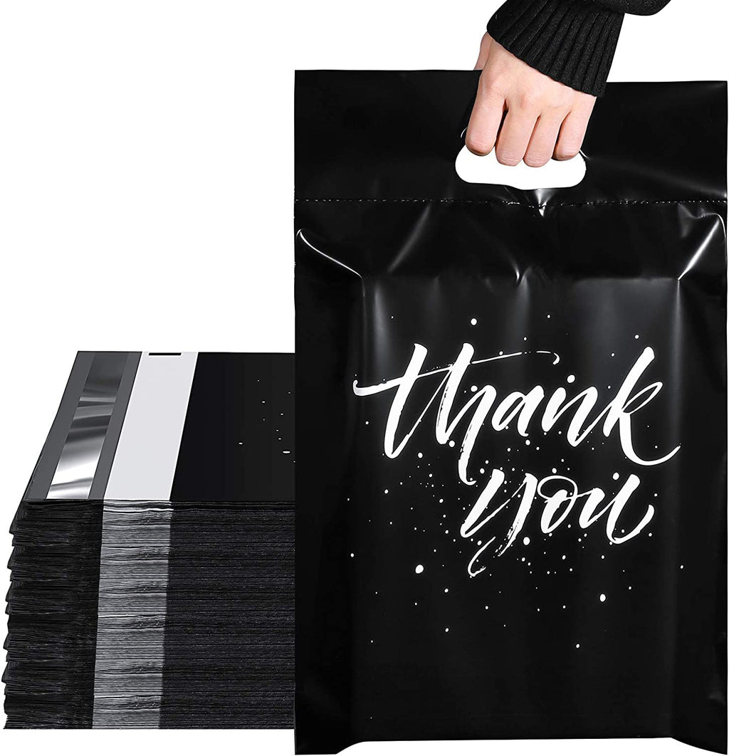 12x15.5 Poly-Mailer Self-Sealing Envelope Shipping Bags with Handle | Black