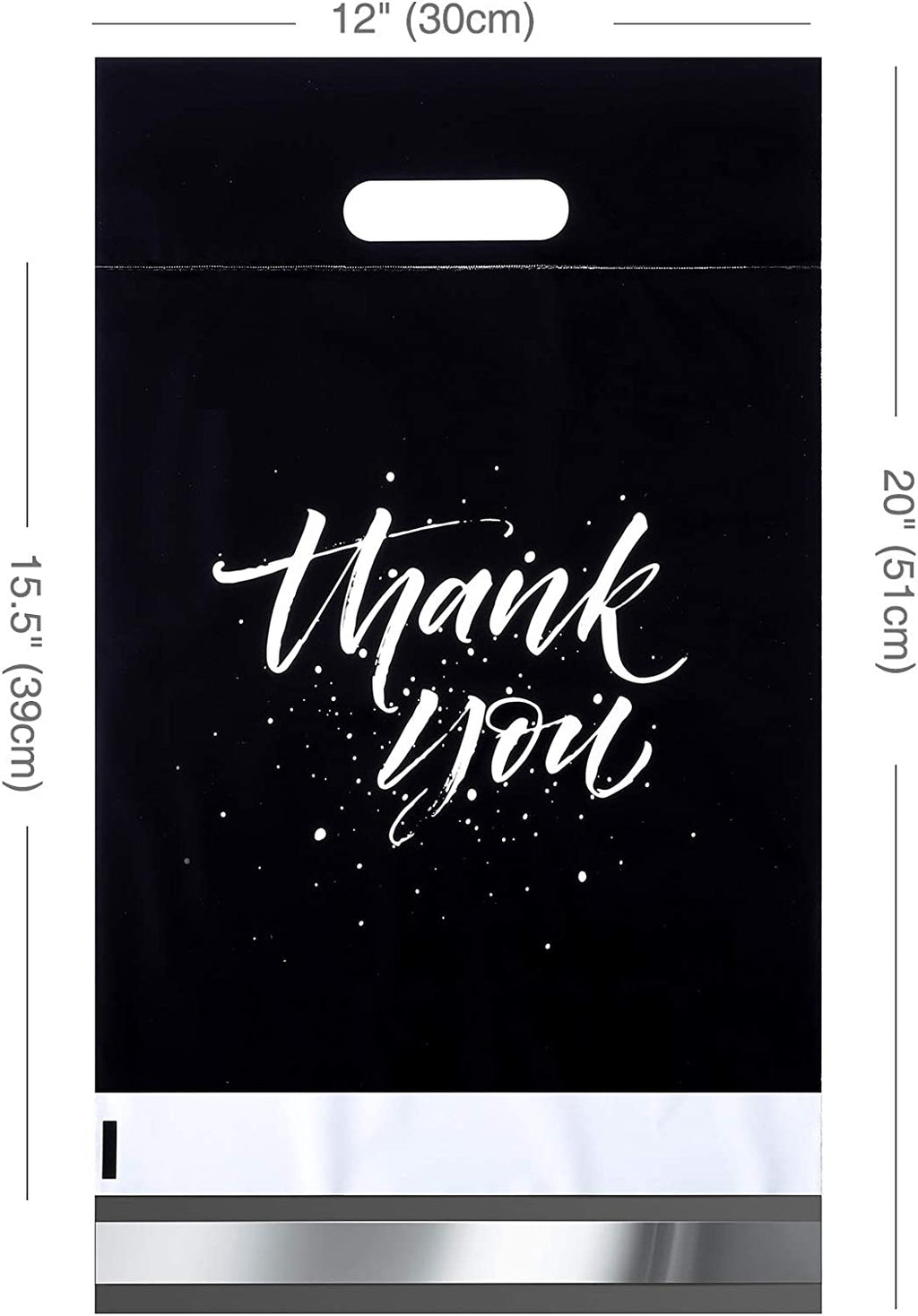 12x15.5 Poly-Mailer Self-Sealing Envelope Shipping Bags with Handle | Black