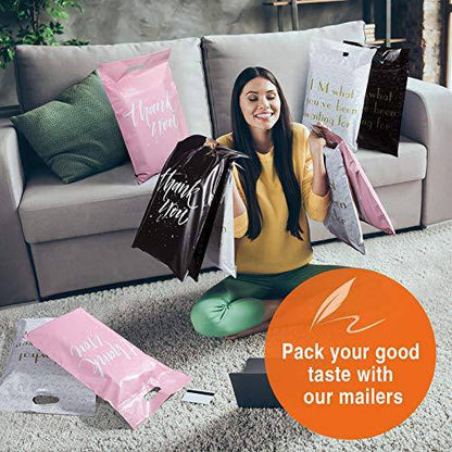 12x15.5 Poly-Mailer Self-Sealing Envelope Shipping Bags with Handle | Sakura Pink