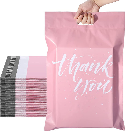 14.5x19 Poly-Mailer Self-Sealing Envelope Shipping Bags with Handle | Sakura Pink