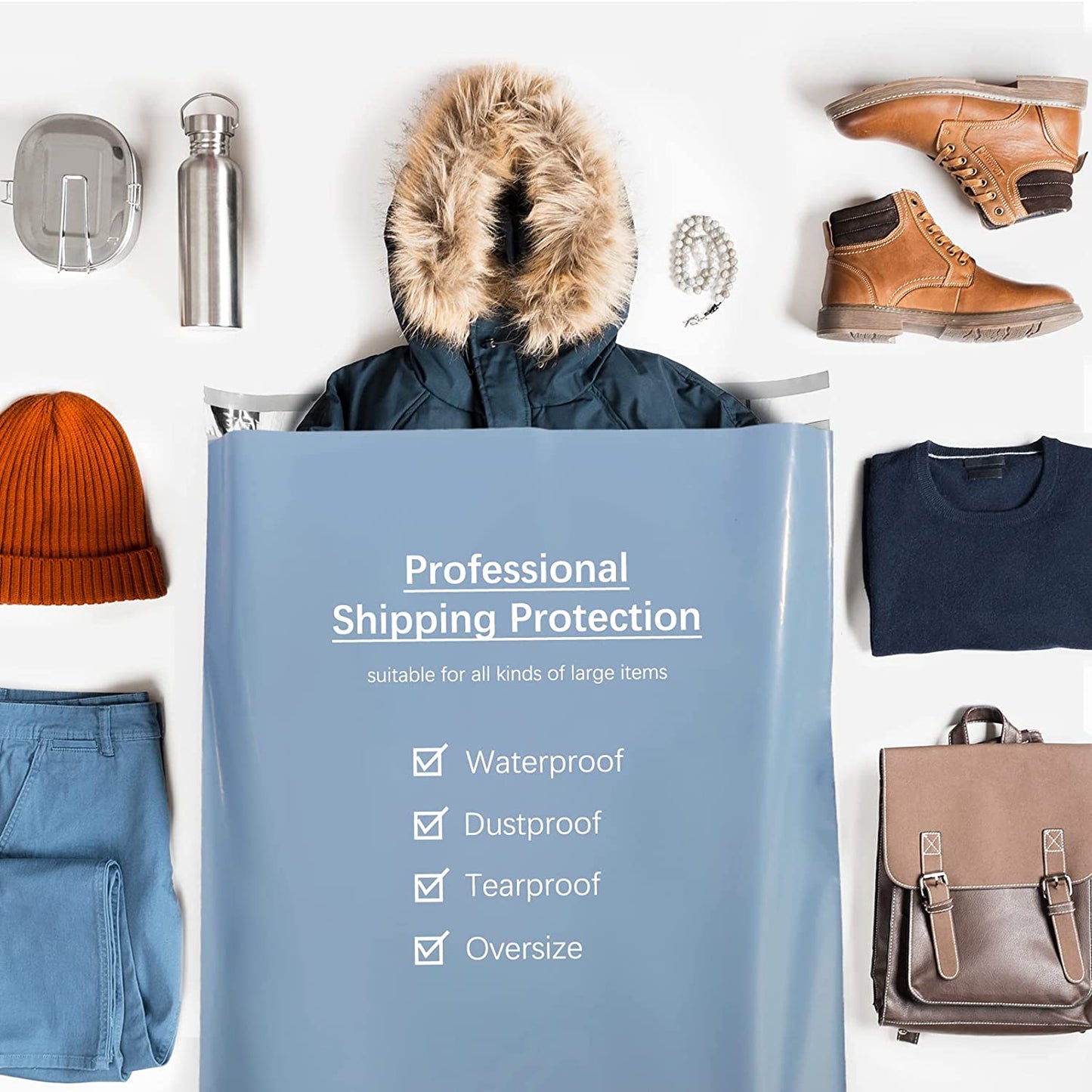 19x24 Poly-Mailer Envelope Shipping Bags | Haze Blue