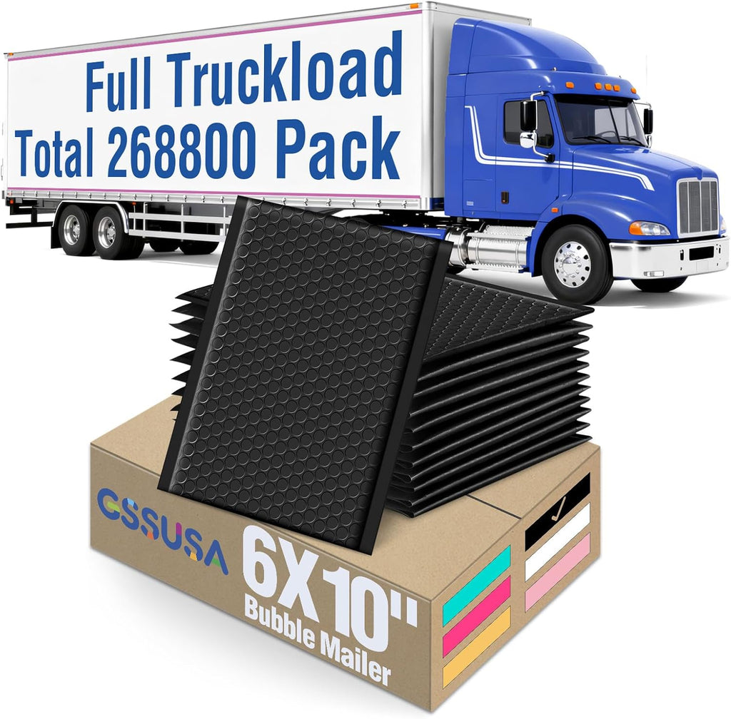 GSSUSA Black Bubble Mailers 6x10 Small Padded Envelopes 268800 Pack,Strong Adhesion Bubble Mailer Self-Seal Bubble Envelopes for Small Business