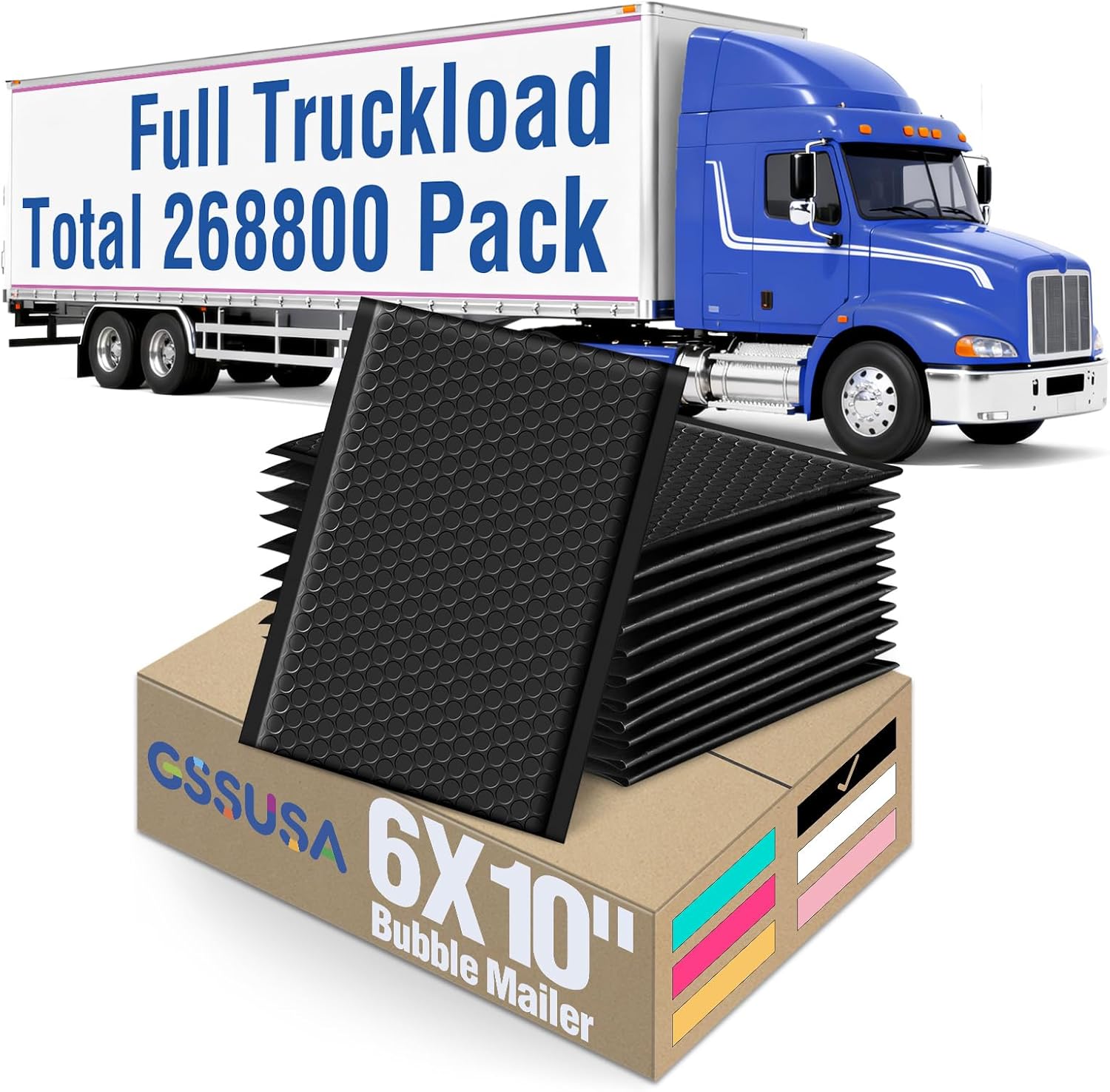 GSSUSA Black Bubble Mailers 6x10 Small Padded Envelopes 268800 Pack,Strong Adhesion Bubble Mailer Self-Seal Bubble Envelopes for Small Business