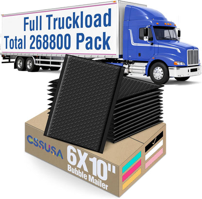 GSSUSA Black Bubble Mailers 6x10 Small Padded Envelopes 268800 Pack,Strong Adhesion Bubble Mailer Self-Seal Bubble Envelopes for Small Business