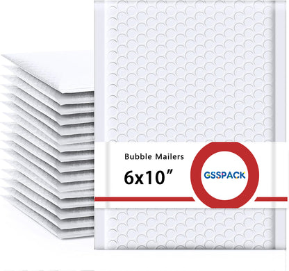 GSSPACK 6x10 Bubble-Mailer Padded Envelope | White