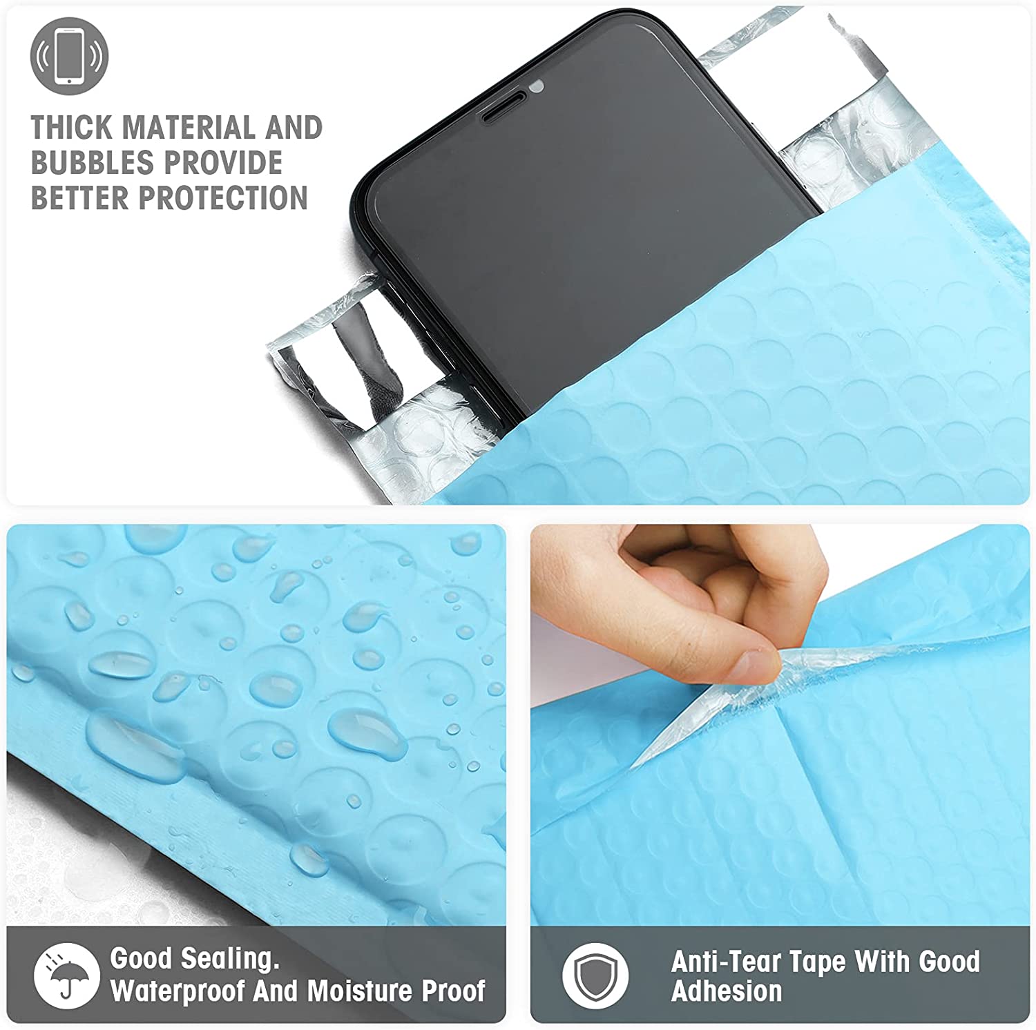 4x8 Bubble-Mailer Padded Envelope | Light Blue