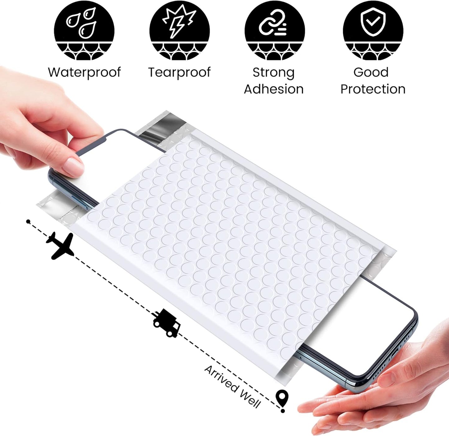 GSSPACK 4x8 Zoll Luftpolsterumschlag | Weiß