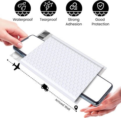 GSSPACK 4x8 Zoll Luftpolsterumschlag | Weiß