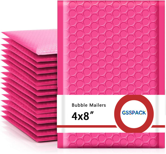 GSSPACK 4x8 Bubble-Mailer Padded Envelope | Hot Pink