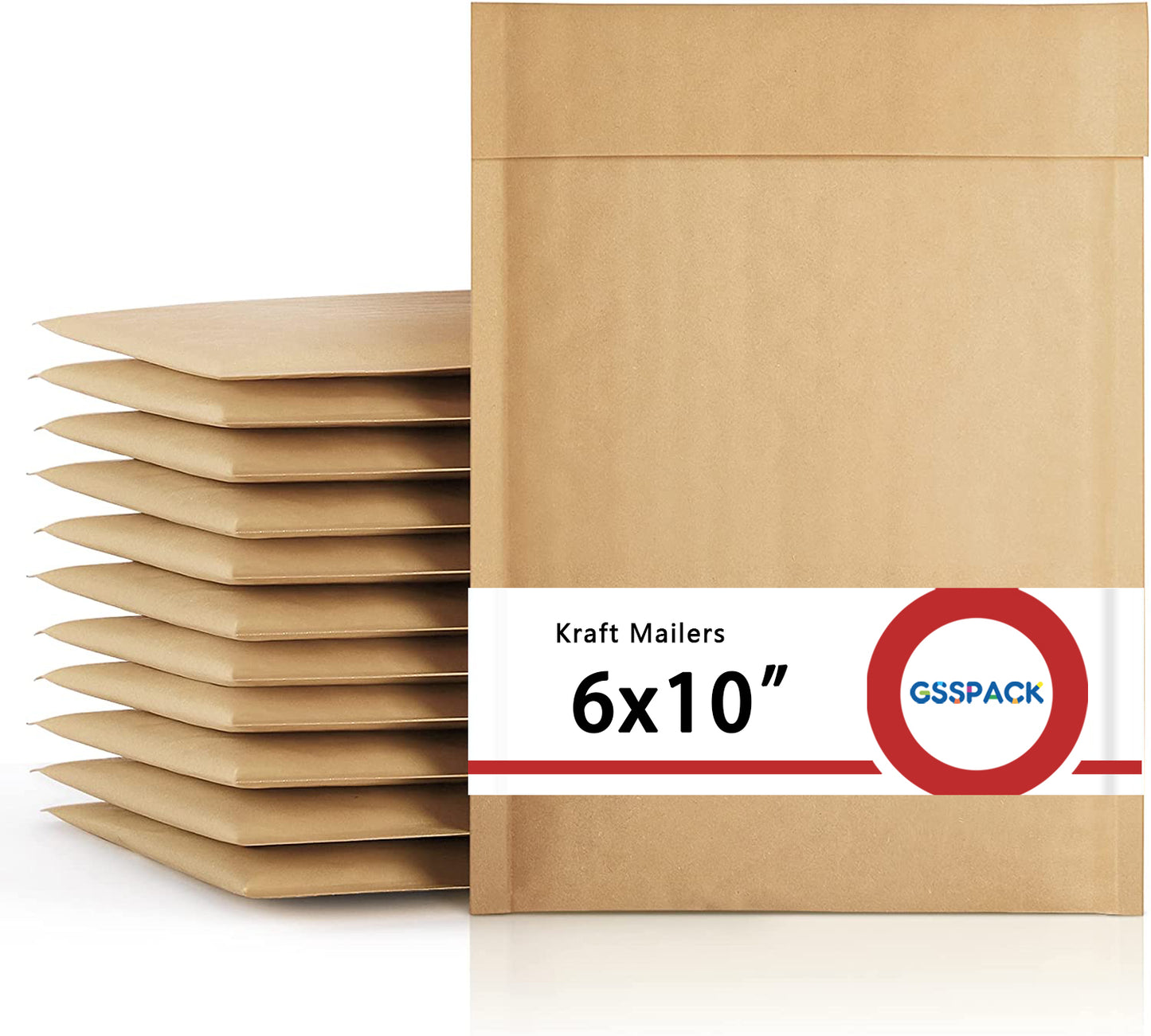 GSSPACK 6x10 Kraft Bubble-Mailer Gepolsterter Umschlag | Natürlich