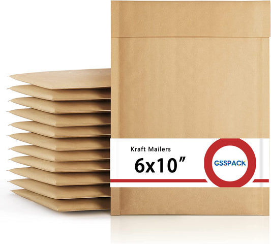 GSSPACK 6x10  Kraft Bubble-Mailer Padded Envelope | Natural